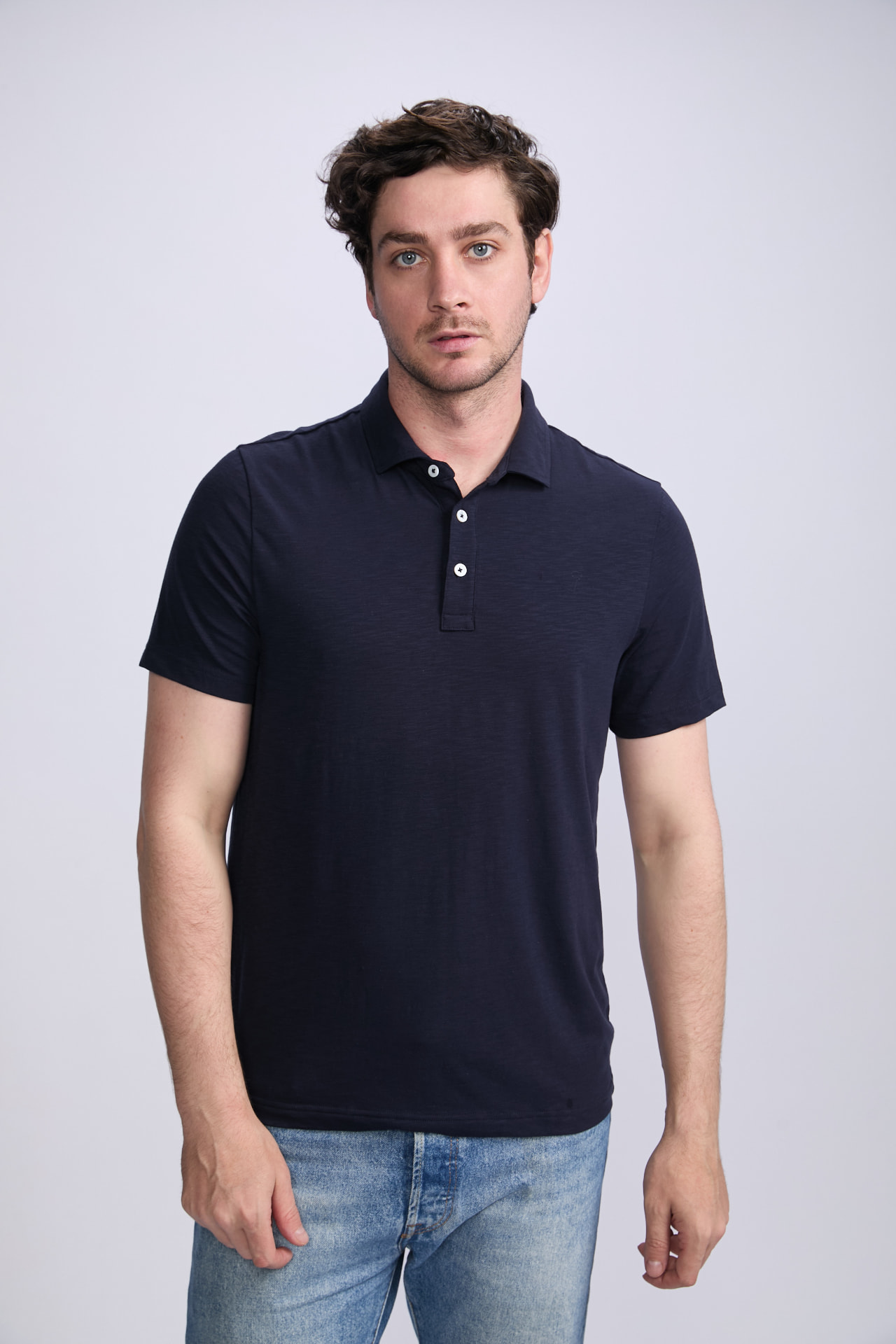 Men's navy short-sleeve polo