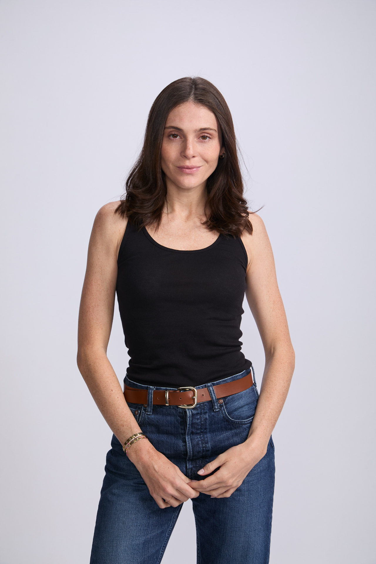Women's black ribbed tank top